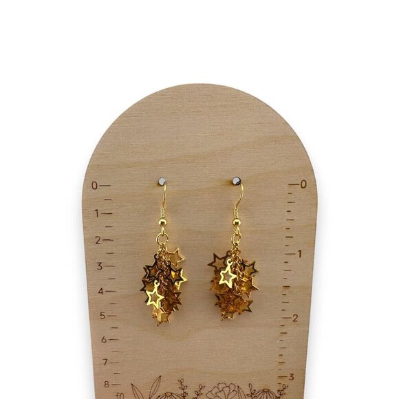 Gold Plated Stars Cluster Earrings Statement Earrings Gold Plated Ear Wire - Picture 10 of 12